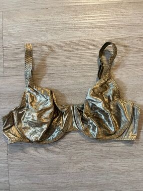 Vassarette Gold Green Metallic Animal Print Underwire Bra - Women Intimates 38C